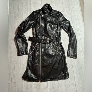 ZARA WOMAN BLACK ZIPPERED FAUX LEATHER BIKER
DRESS size SMALL